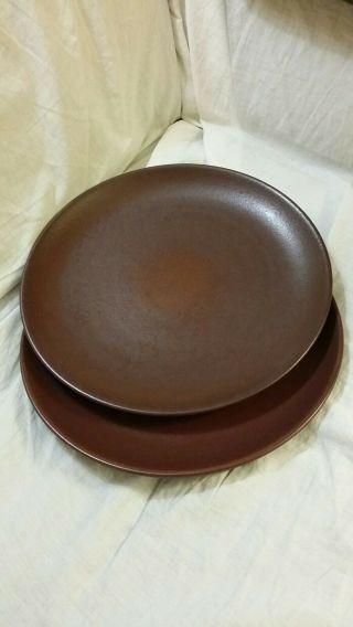 Two Vintage Heath Ceramics Brown 10 7/8 " Dinner Plates