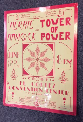 Herbie Hancock Tower Of Power Orginal 1970s Concert Poster San Diego Showbill