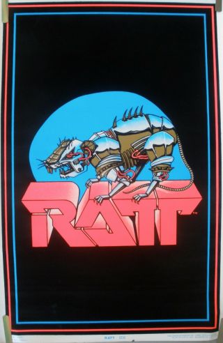 Rare Ratt 1984 Vintage Black Light Music Poster
