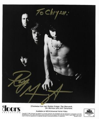 2 Autograph Pics In 1.  Ray Manzarek Of The Doors.  John Travolta.  Signed In 2001