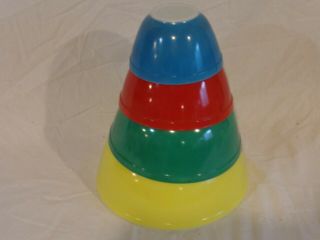 Vintage Pyrex Primary Colors 4 Piece Mixing Bowl Set Nos.  401 402 403 404
