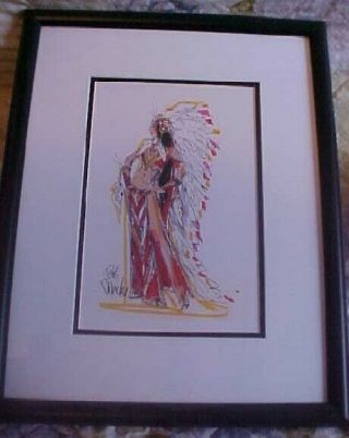 Cher " Half Breed " Bob Mackie Sketch 11 " X14 " Framed