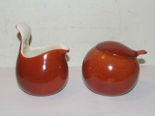 Rare Vintage Eva Zeisel Red Wing Pottery,  Rust Town & Country Creamer & Sugar