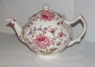 Vintage Rose Chintz 4 Cup Teapot Johnson Brothers Made In England Earthenware