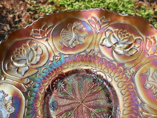 Fenton Dragon Lotus Antique Carnival Art Glass Amethyst Bowl Iridescent Vintage