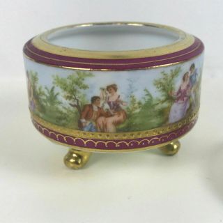 Royal Vienna Porcelain Footed Covered Dish Bowl W/ Romantic Scene 4