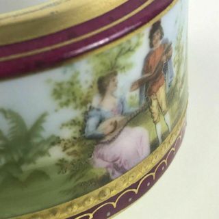 Royal Vienna Porcelain Footed Covered Dish Bowl W/ Romantic Scene 8