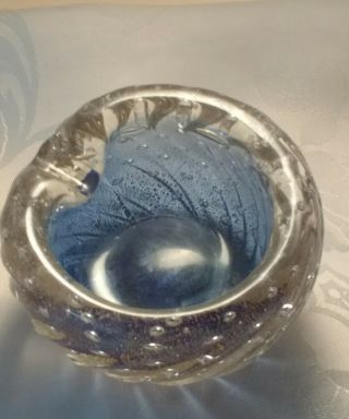 Murano glass Bullicante bowl/ash tray in gold and blue 3