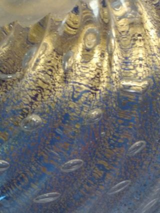 Murano glass Bullicante bowl/ash tray in gold and blue 6