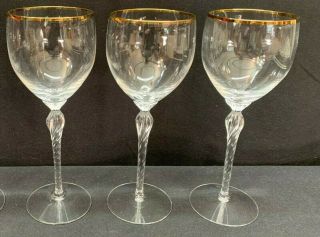 Set Of 3 Lenox " Monroe " Gold Trim Crystal Wine Glasses 7 5/8 " Tall