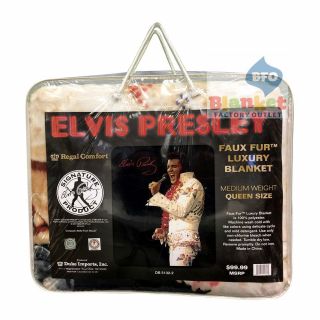 Elvis Presley Aloha Hawaii Jumpsuit Faux Fur Mink Queen Size Blanket