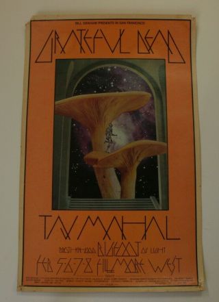 1969 Grateful Dead Taj Mahal Fillmore - Bill Graham Concert Poster 14 By 22