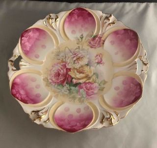 Rs Prussia Cake Plate Floral Decoration Art Nouveau Style Scalloped Border