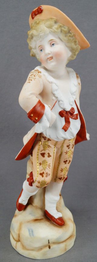 19th Century German Hand Painted Bisque Porcelain Male 13 3/4 Inch Figurine