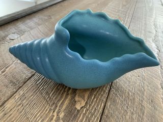 Van Briggle Turquoise Ming Blue Conch Shell - 9 "
