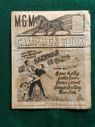 Mgm Movie Campaign Book American In Paris Gene Kelly,  Leslie Caron,