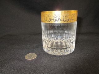 St Louis Crystal Medium Tumbler Glass - Thistle Pattern W/ Gold Overlay