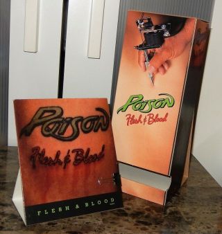 Poison Flesh & Blood 1990 Capitol Promo Counter Display Set Bret Michaels Tattoo