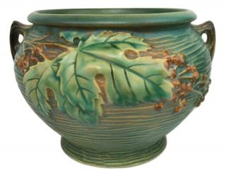 Vintage Roseville Pottery Bushberry Green 657 - 5 Jardiniere Pot Bowl Vase Planter