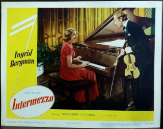 Ingrid Bergman Leslie Howard Intermezzo Lobby Card Piano Violin R1949
