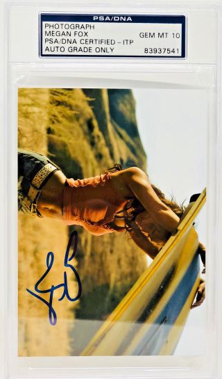 Megan Fox Transformers Autographed 3.  5x5 Photo Signed PSA/DNA Slab Graded 10 2