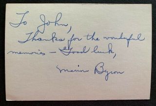 Marion Byron Vintage Autograph - Steamboat Bill,  Jr / Buster Keaton -