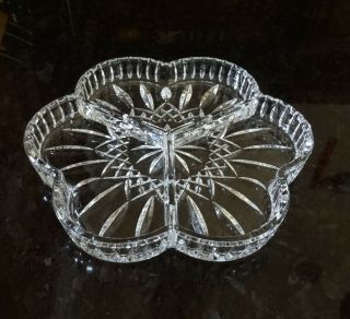 Waterford Crystal Lismore (1957 -) Clover 3 Part Divided Tray 9 1/4 "