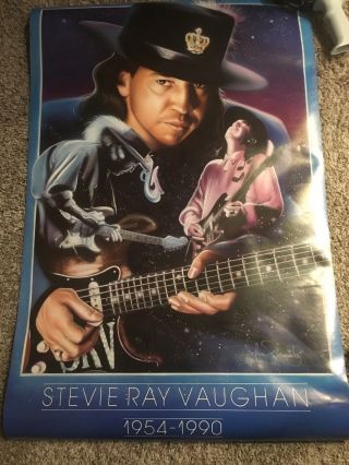 Rare Stevie Ray Vaughan Tribute Poster 1954 - 1990 Srv Double Trouble John Schmitz