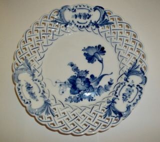 Royal Copenhagen Denmark Blue Flower Pierced Rim Luncheon Plate 1637