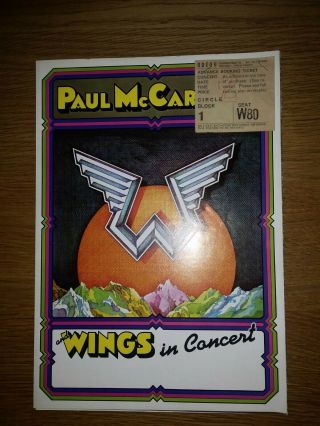 Paul Mccartney And Wings Tour Programme 1975 & Ticket