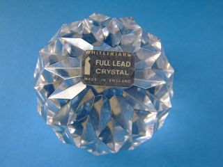 Rare Vintage Whitefriars Faceted Lead Crystal Paperweight with Label 2