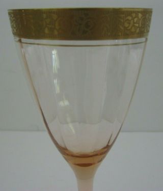 Vintage Tiffin Pink Gold Rimmed Rambler Rose Stemware Wine Glasses - 5 2