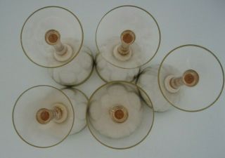 Vintage Tiffin Pink Gold Rimmed Rambler Rose Stemware Wine Glasses - 5 7
