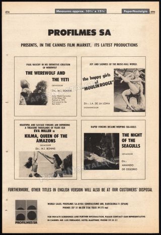 Werewolf And Yeti_/_night Of The Howling Beast_orig.  1976 Trade Ad_paul Naschy
