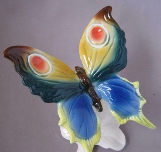 German Karl Ens Volkstedt Porcelain Multi Colored Butterfly Figurine Germany