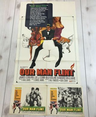 3 1966 Our Man Flint Vintage Movie Posters James Coburn