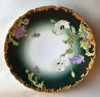 T & V Limoges France Hand Painted 8 3/8” Floral Plate