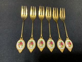 Royal Albert " Old Country Roses " Set Of 6 Appetizer Forks 5 " Long