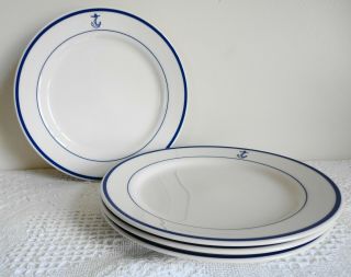 4 Homer Laughlin Fouled Anchor Dinner Plates Navy Naval Restaurant Ware