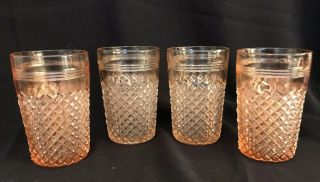 Set Of Four Anchor Hocking Pink Miss America Tumblers