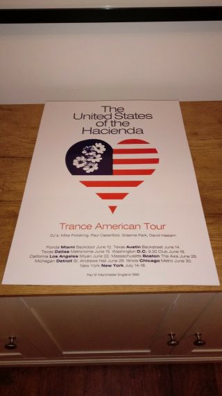 Factory Records Hacienda Usa Tour Promo Poster 1990 Order Trance Fac51 Rare