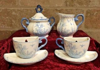 Aux Au Provence Coffee Cups,  Etc - Blue Toile Country Rooster French Country Wall