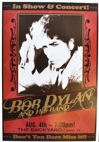Bob Dylan Concert Poster Austin 2010