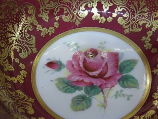 PARAGON Pink Rose/RED Heavy Gold/Lace Tea Cup & Saucer A411 DOUBLE WARRANT HP 8