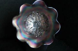 Antique Northwood Amethyst / Purple Carnival Glass Bowl - Star Of David