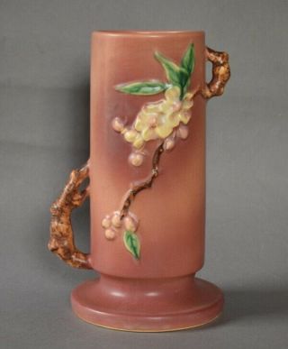 Roseville Pink Apple Blossom 387 - 9 " Art Pottery 9 3/8 " Cylinder Vase - Perfect