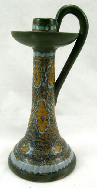 Early Gouda Art Nouveau Candlestick " Jima " Ziud Holland C.  1910 Semi - Matte Glaze