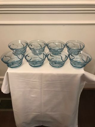 Fostoria Jamestown Blue Glass Dessert / Fruit Bowls Set Of 8