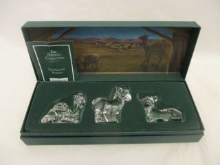 Waterford Marquis Crystal Set 3 Nativity Animals Mini Green Box Mib