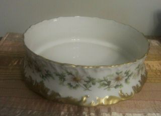 T&v Limoges France Centerpiece Very Large Bowl Hand Painted White Daisy